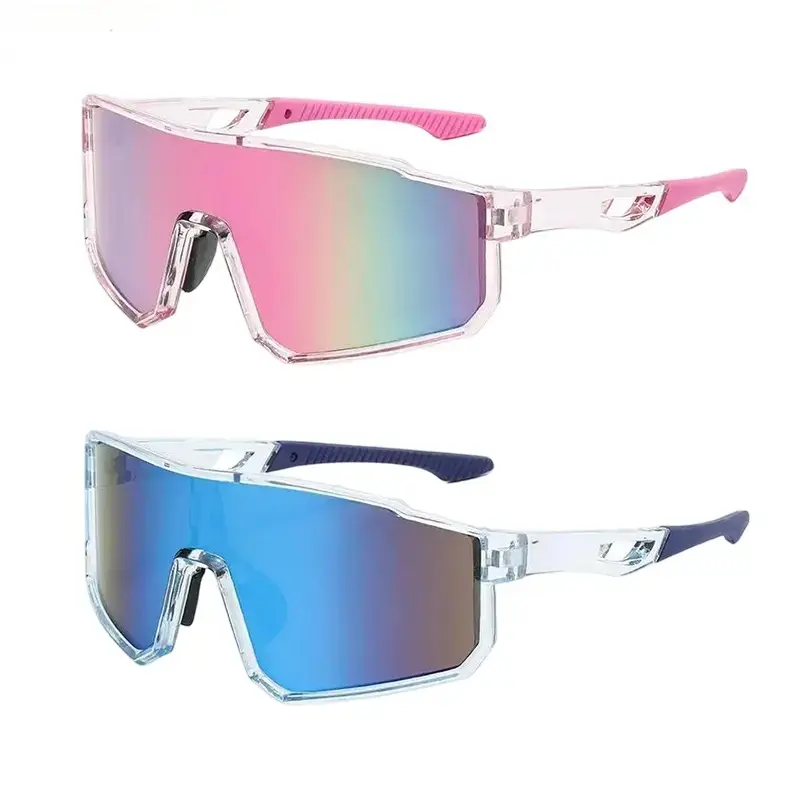XUH 2 Pack Unisex One-Piece Wraparound Sports Sunglasses, Windproof UV400 Protective Lenses Lightweight Comfortable Eyewear, Sun Shades for MTB Biking Road Riding Driving Hiking Daily Outdoor Adventures