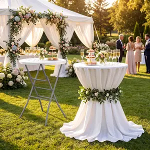31.5" Folding Cocktail Table, HDPE Round High Top Table with Metal Frame & Locking Legs, Cocktail Table with Handle and Locking Legs for Parties, Patio, Backyard, Wedding, Dining