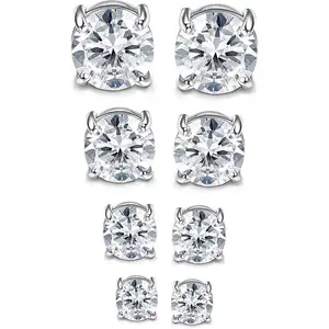 Trendy 4-7MM Magnetic Earrings for Men Women Shiny Round Cubic Zirconia Stud Earrings for Non-Pierced Ears Hypoallergenic Stainless Steel Fake Earrings Not Easy to Fall off