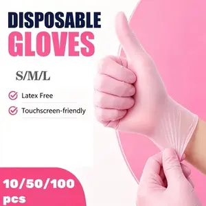 10/50/100pcs Powder-Free & Latex-Free Nitrile Disposable Gloves, Non Medical Gloves, Lightweight, for Kitchen Cleaning, Beauty, Salon, Household and Outdoor Camping, Bulk Pack