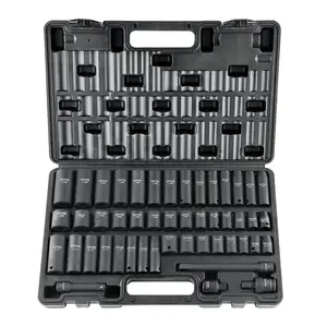 VEVOR Drive Impact Sockets Set,CR-V Tool Kits with SAE (5/16"-3/4") & Metric (8-22mm) 6-Point Sockets, Drive Extension Bar, Universal Joint, Power Drill Adapter & Storage Case for Mechanic, Automotive Tools, Tool Box, Work Tools
