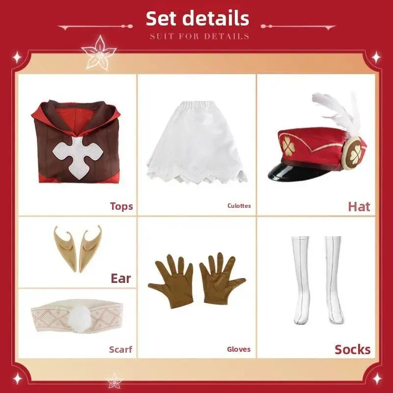 Klee Cosplay Anime Game Genshin Impact Klee Spark Knight Cute Uniform Playfulness Outfit Dress Chinese Cosplay Costume Halloween