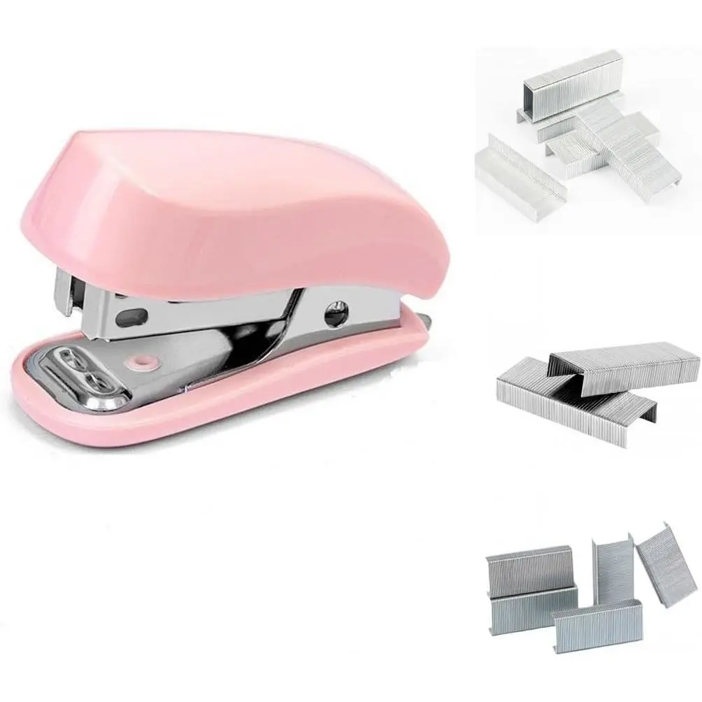 Pink Mini Stapler with Staples, Cute Small Desk Stapler, Gift for Student or Office Use