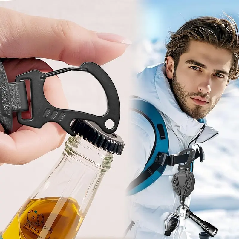 Retractable Keychain, Tactical Identity Card Clip, Magnetic Scroll Mountain Buckle, Sturdy Sandwich Structure, 1pc