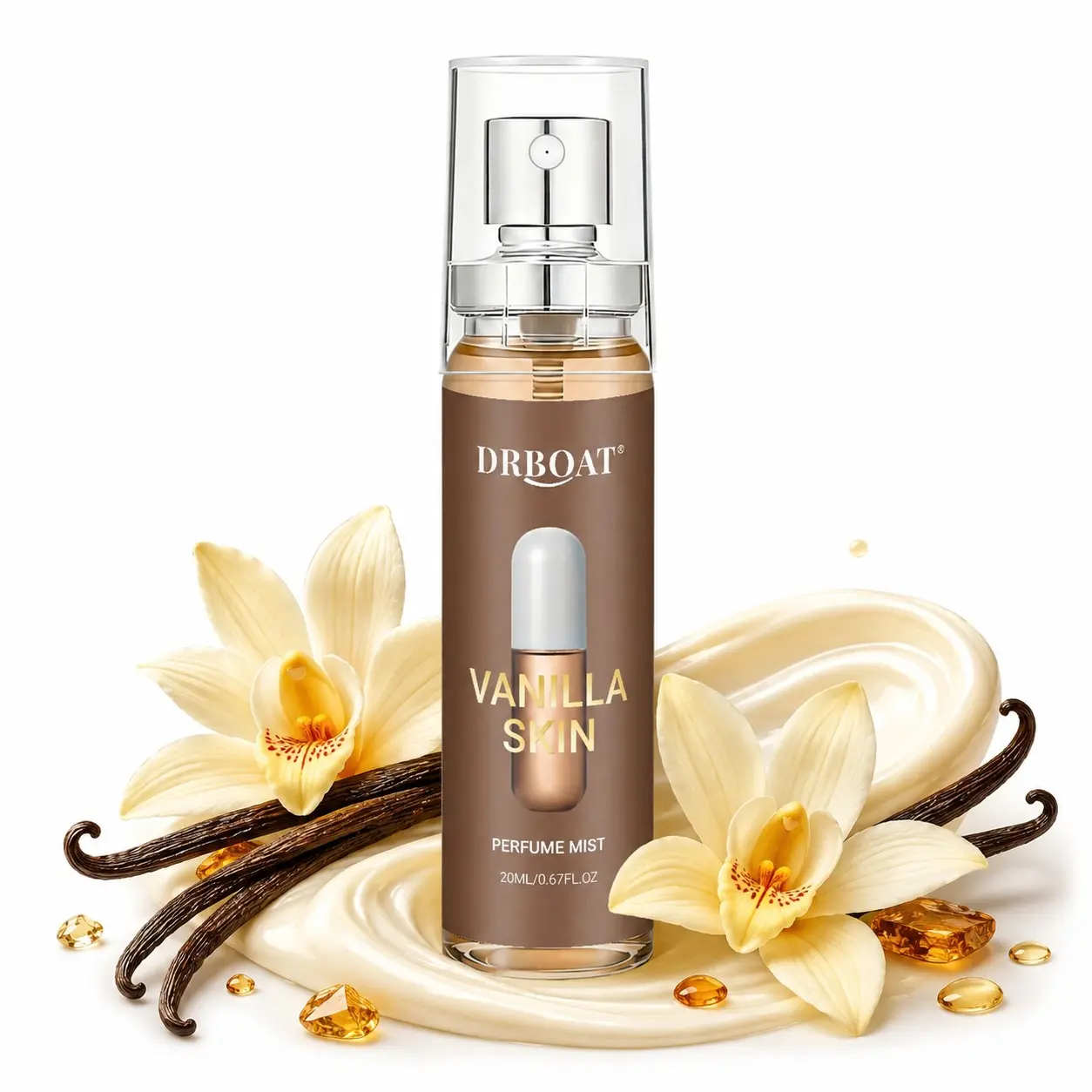 Vanilla Skin Perfume Mist - 20ml Rich Pheromone Mist, Gourmand Vanilla Body Fragrance Spray for Men & Women, Dating Traveling Home.