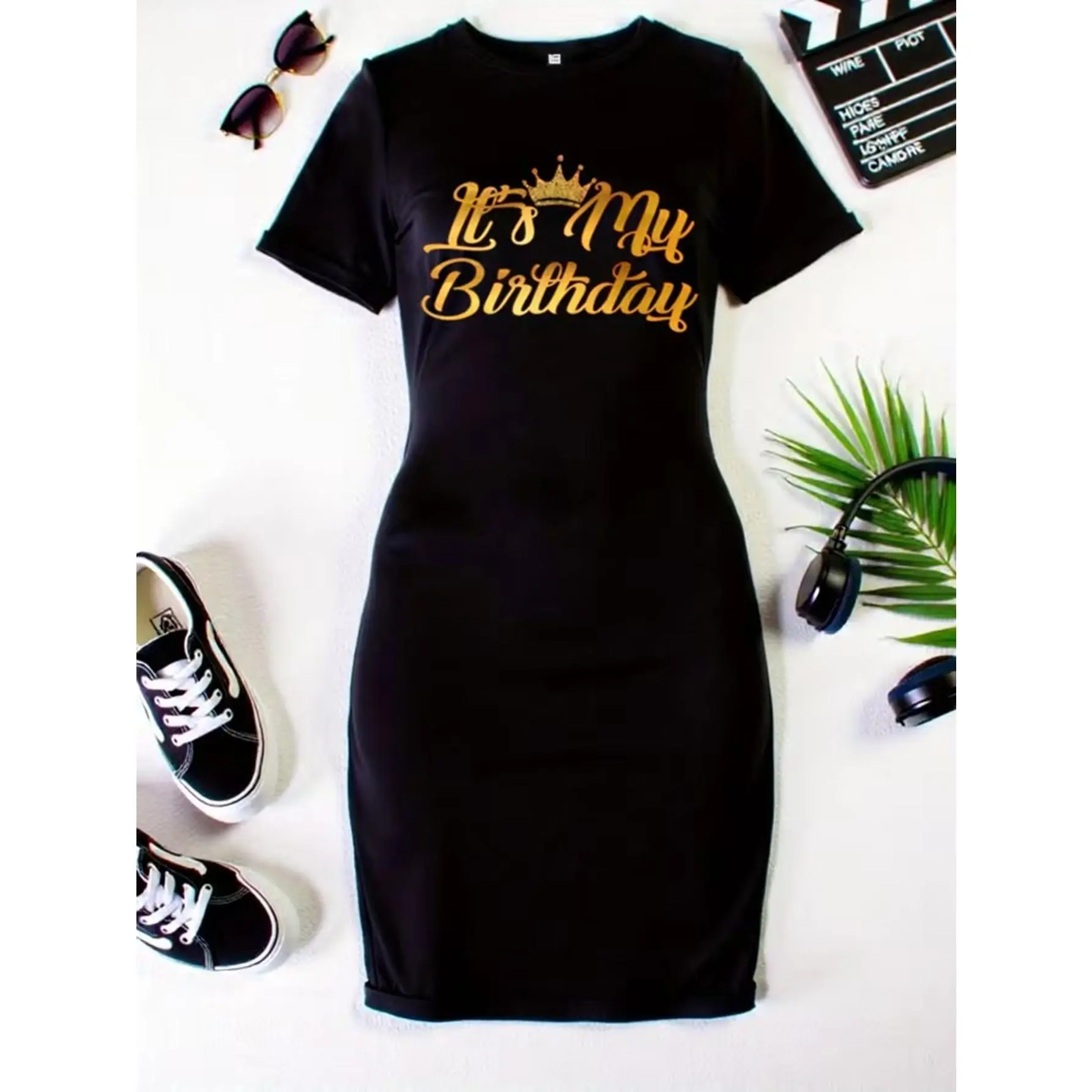 Fashionable Women'S Slim-fit Bodycon T-shirt Dress | Elegant and Chic with Artistic Prints, Stretchy and Breathable Fabric, Round Neck with Short Sleeves, Perfect for Spring/Summer