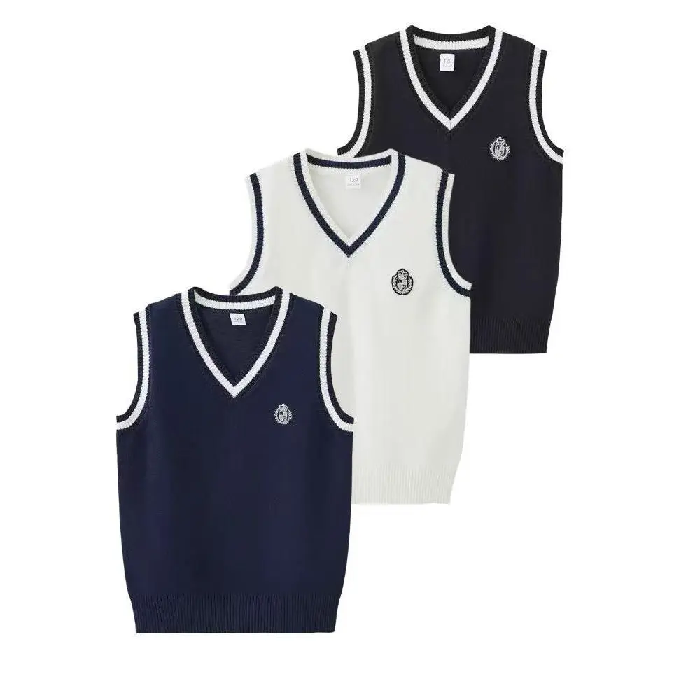 3-piece fall/winter sweater vest for boys and girls 4-12 years old knitted vest sweater college wind boy and girl pullover sweater Youth Warmth