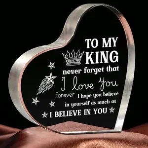 Gifts for Him Boyfriend, Mens Gifts, Anniversary Love You Gifts for Him, Men's Heart Shaped Acrylic Block -Fathers Day Birthday Gifts for Boyfriend Husband