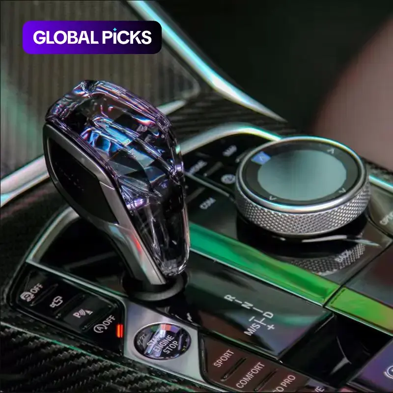 Car Manual Gear Shift Lever Kit, Crystal Appearance Touch LED Illuminated Shifter Head, Car Interior Accessory, Car Accessories, Fits Most Models #GLOBAL PICKS