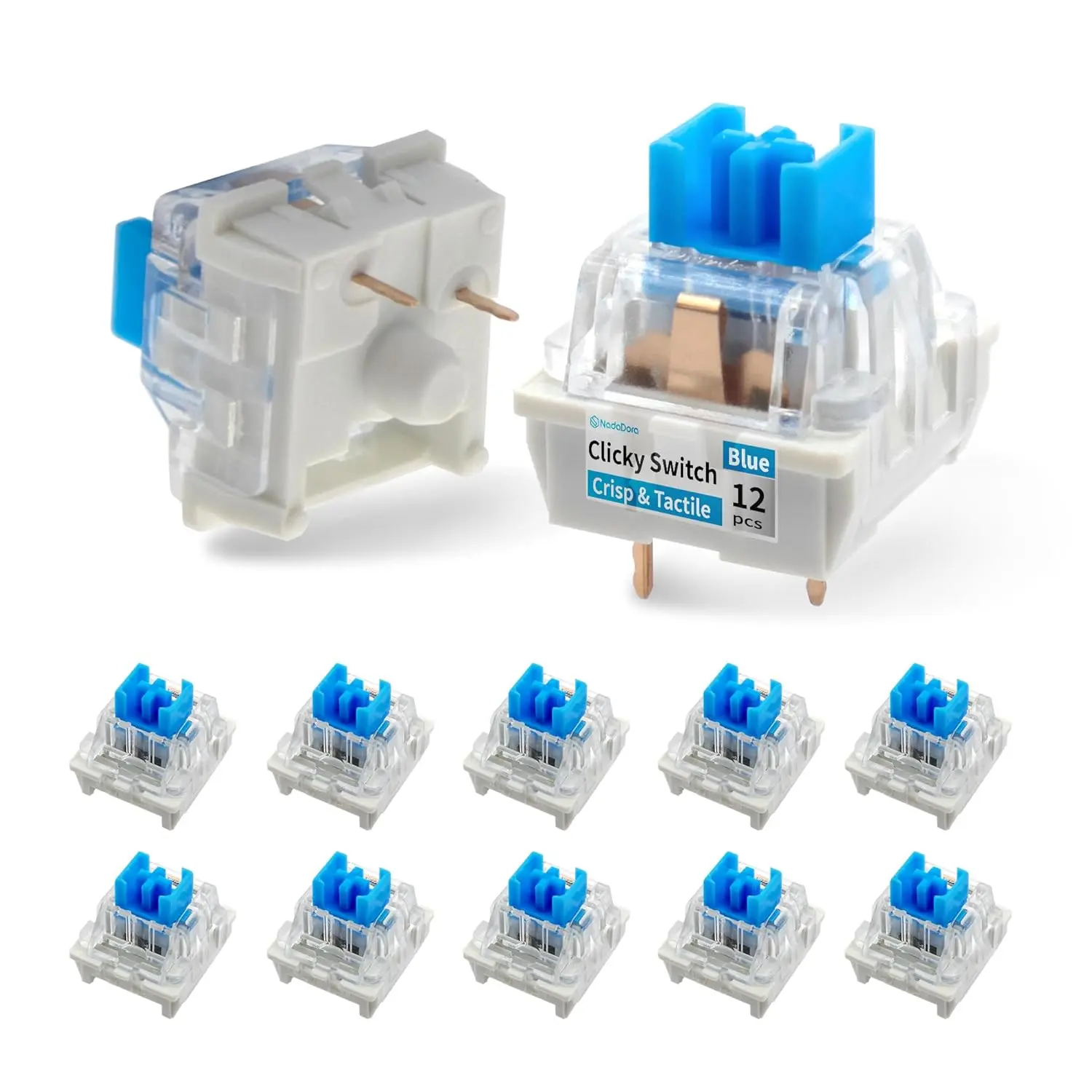12 count Blue Switches 3 Pin Clicky Mechanical Keyboard MX Compatible |  design with transparent housing for custom keyboards, key , DIY builds, maintenance and spare
