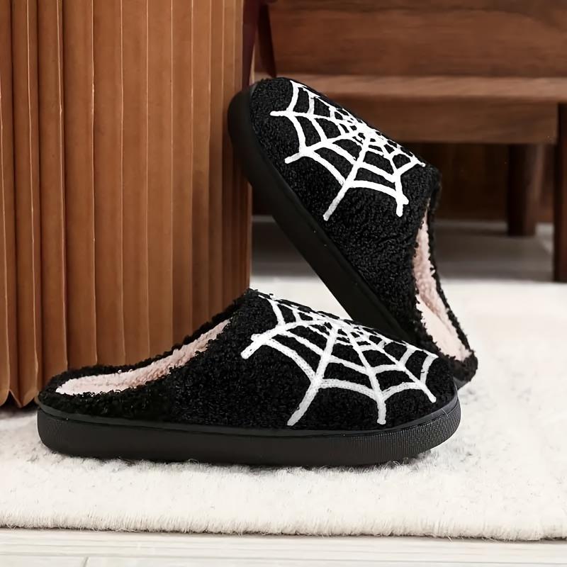 (New)Comfortable and Stylish Spider-Themed Plush Slippers for Men and Women-Warm Non-Slip Indoor Shoes, Soft Textile Lining, Hand Washable-Suitable for All Seasons
