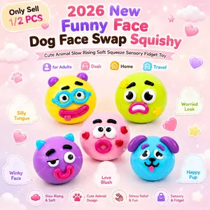1/2 PCS 2026 New Funny Face Dog Face Swap Kawaii Squishy, Cute Animal Slow Rising Soft Squeeze Sensory Fidget Toy for Adults, Desk, Home and Travel