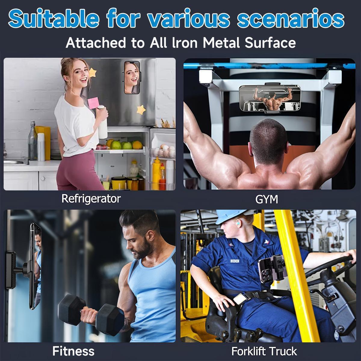 Magnetic Phone Holder for Gym - 360° Adjustable,Strong Portable Magnet Phone Mount for Workout Recording,Fitness Accessories Essentials,Compatible with iPhone Andriod,Perfect Gift for Men & Women