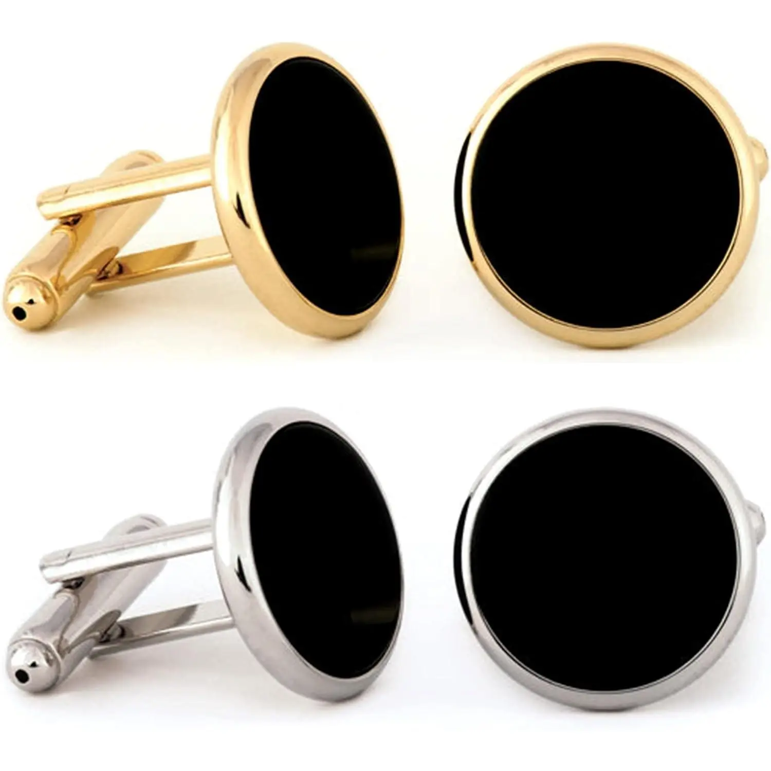 Classic Black Gold Cufflinks and Tuxedo Studs Set for Men, Luxury Gift Box(Gift)