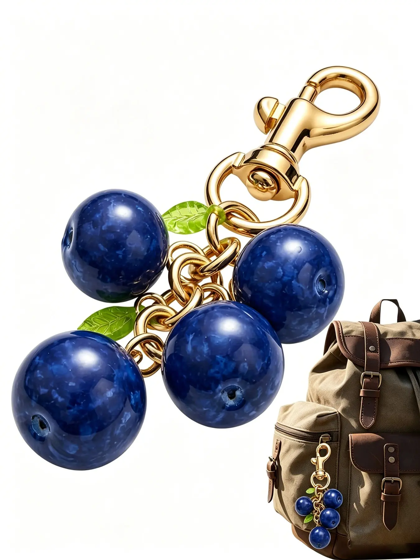 Blueberry Keychain Fruit Bag Charm Cute Purse Charms for Handbags Tote Bag Accessories Decorative Pendant for Car Keys