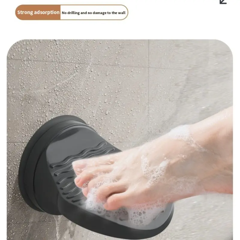 No-Drill Bath Foot Rest, Anti-Slip, No Bending, Multi-Purpose, Strong Adhesion, Arc Design, Safe for Elderly and Pregnant Women, Essential Home Bathroom Tool