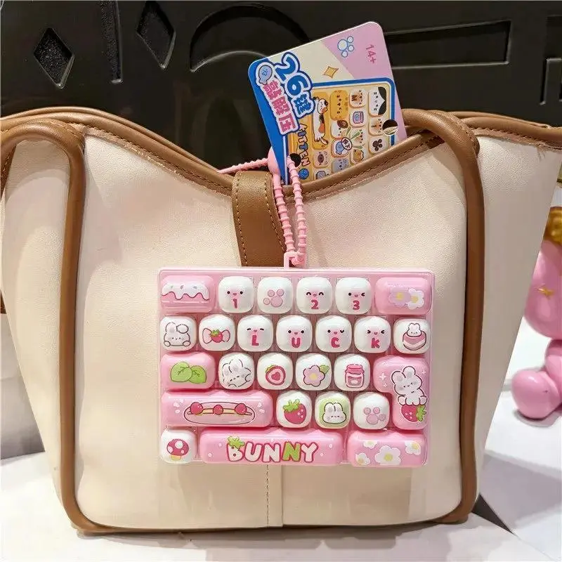 Creative 26-key Stress Relief Keyboard Portable Mini Toy Keychain Bag Pendant Small Gift  Anxiety Relief Focus Boost Crisp Sound