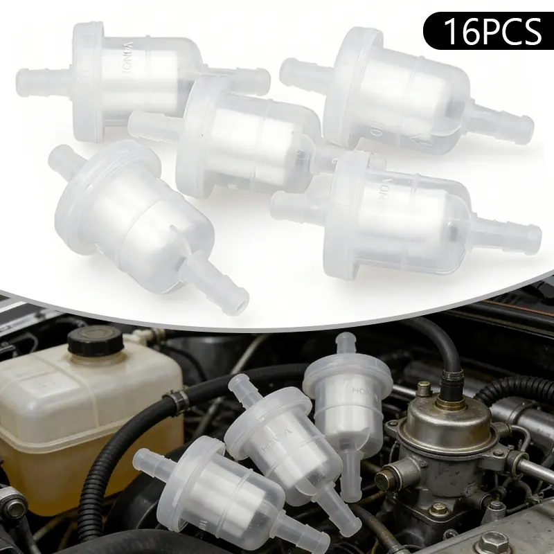 16PCS gasoline filter fuel filter replacement set, easy to inspect and timely replace for impurity filtration, suitable for motorcycle scooter carburetor connection, oil pipe filter, filter set