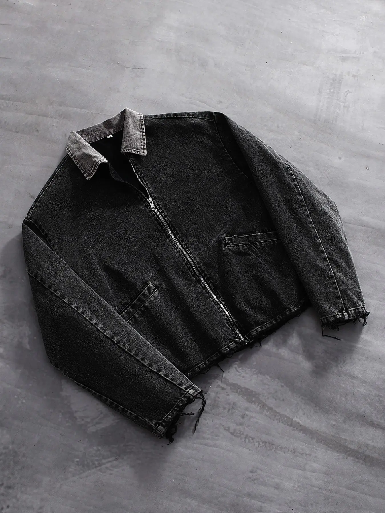 Vintage Washed Denim Jacket, Unisex Fitted Outerwear Coats, All-Season Minimalist Casual Style, Plain Surface Design, No Lining