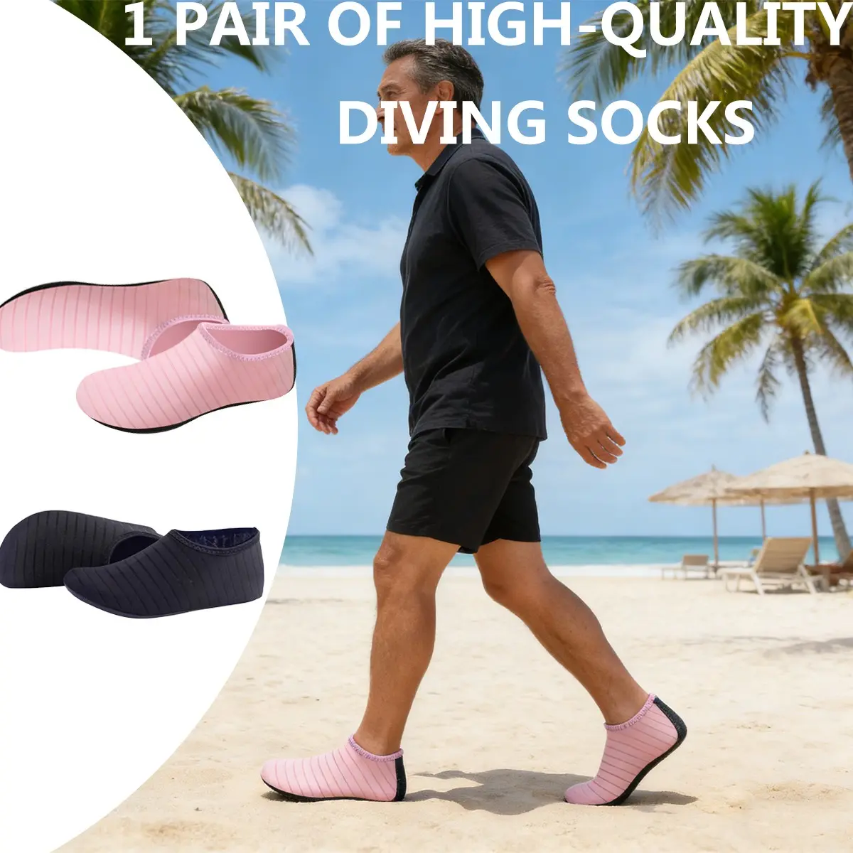Striped Honeycomb Sole Dive Socks, 95% Polyester + 5% Spandex, Anti-Slip Particles, Lightweight Breathable Sports Socks, Water Fitness Wear