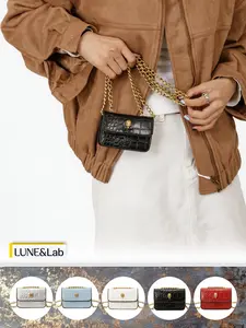 Trendy Crocodile Texture Mini Flip Cover Crossbody Bag, Vintage Luxury Mini Handbag, Fashionable Chain Shoulder Strap, Ultra-Compact Daily Use, Crossbody With Chain