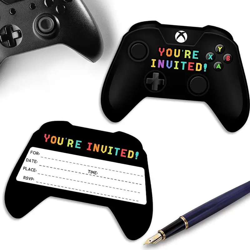12 Game Controller Theme Party Invitations, Birthday Party Invitation Cards, Fun Design for Gaming Lovers, Perfect for Celebrations