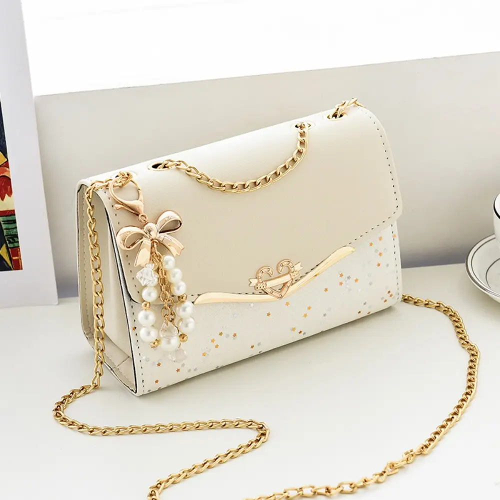 Women's Crossbody Bag, Chic Korean Quilted Faux Leather Mini Shoulder Handbag with Heart Lock & Adjustable Strap for Holiday & Casual Use