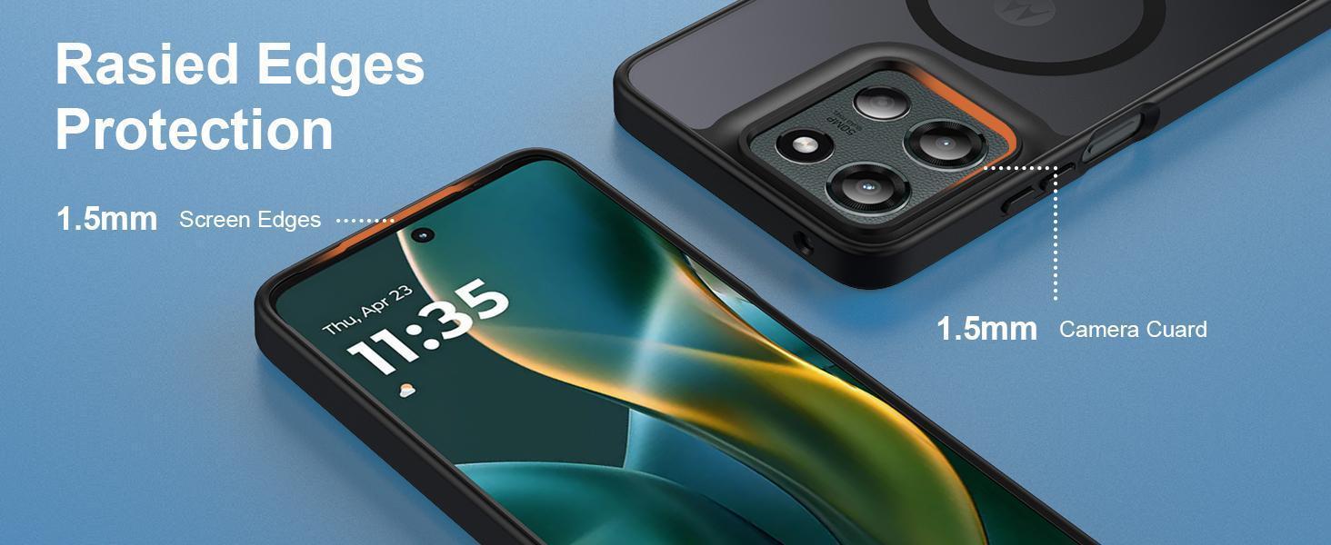 Ezanmull for Motorola Moto G 5G 2025 Case Magnetic Shockproof, [Fit for MagSafe] [Glass Screen Protector] Translucent Anti-Fingerprint Case for Motorola Moto G 5G 2025 (Black)