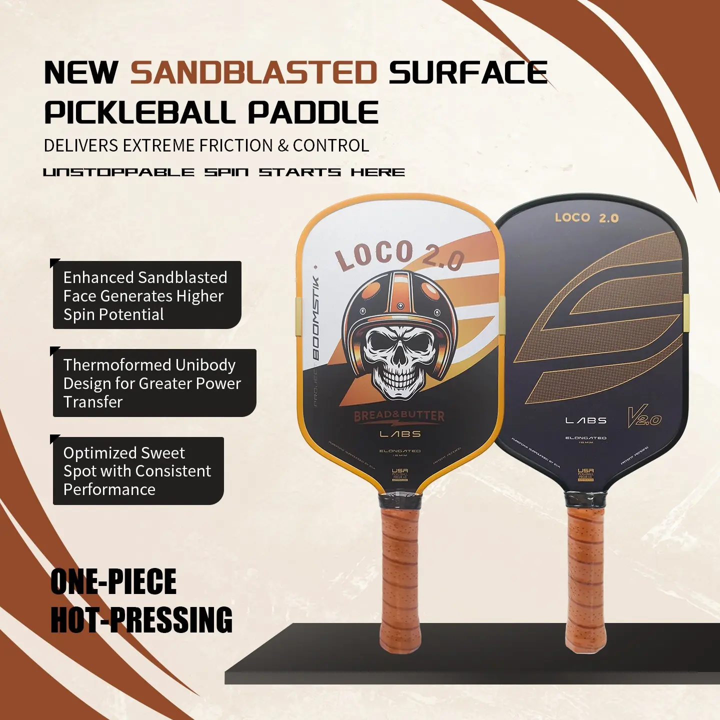 2026 New Hot Pressed Pickleball Paddle, T700 Carbon Fiber Epp Foam Core, High Elasticity Spin Force, Boomstik Bread&butter Loco 2.0 Sports Grade Paddle