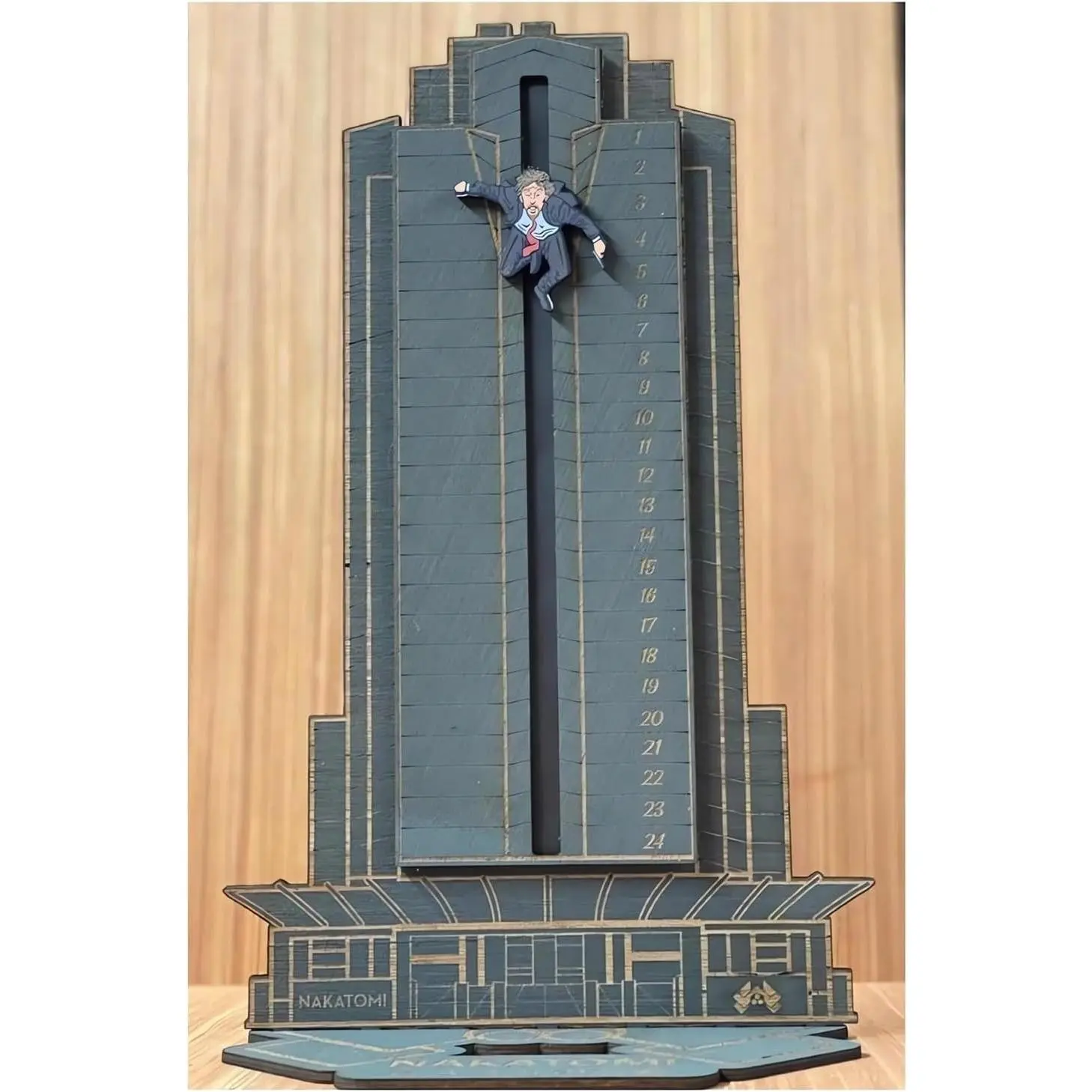 Die Hard Advent Calendar - Hans Gruber Falling off off Nakatomi, 2024 New Halloween & Christmas Advent Calendars, Wooden Christmas Calendar Countdown Advent for Adult Boys Girls (Blue- A)