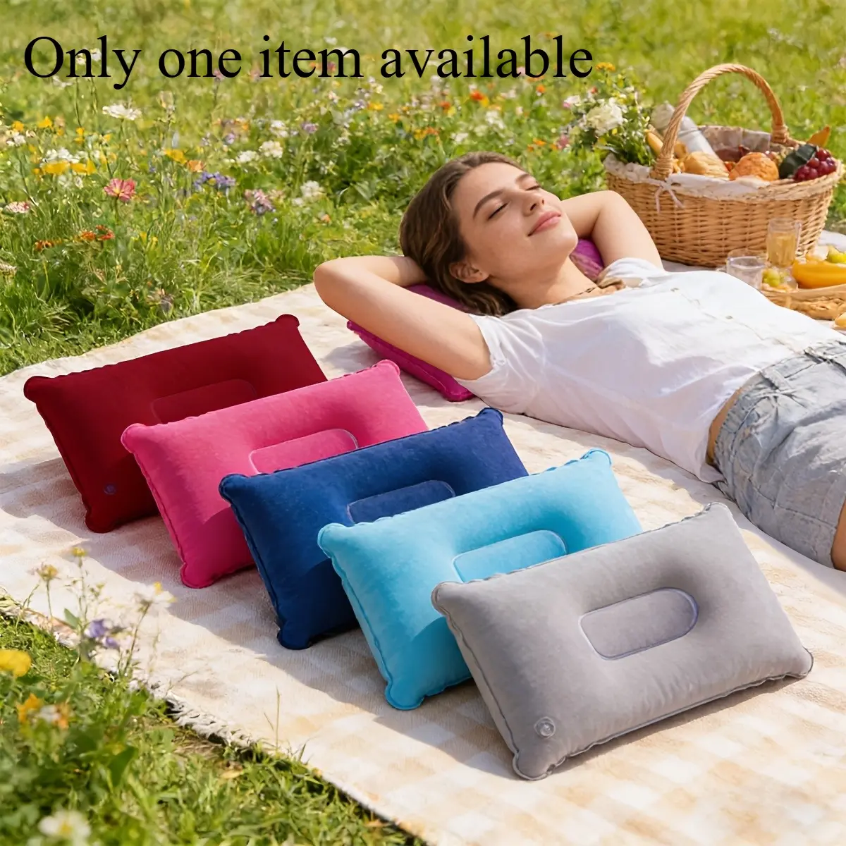 2-Pack Inflatable Travel Pillow, Travel Neck Cushion – Portable, Ultra-Lightweight Inflatable Camping Pillow with Neck and Lumbar Support; Washable; Suitable for Airplanes, Cars, Office Naps, Hiking, and Backpacking
