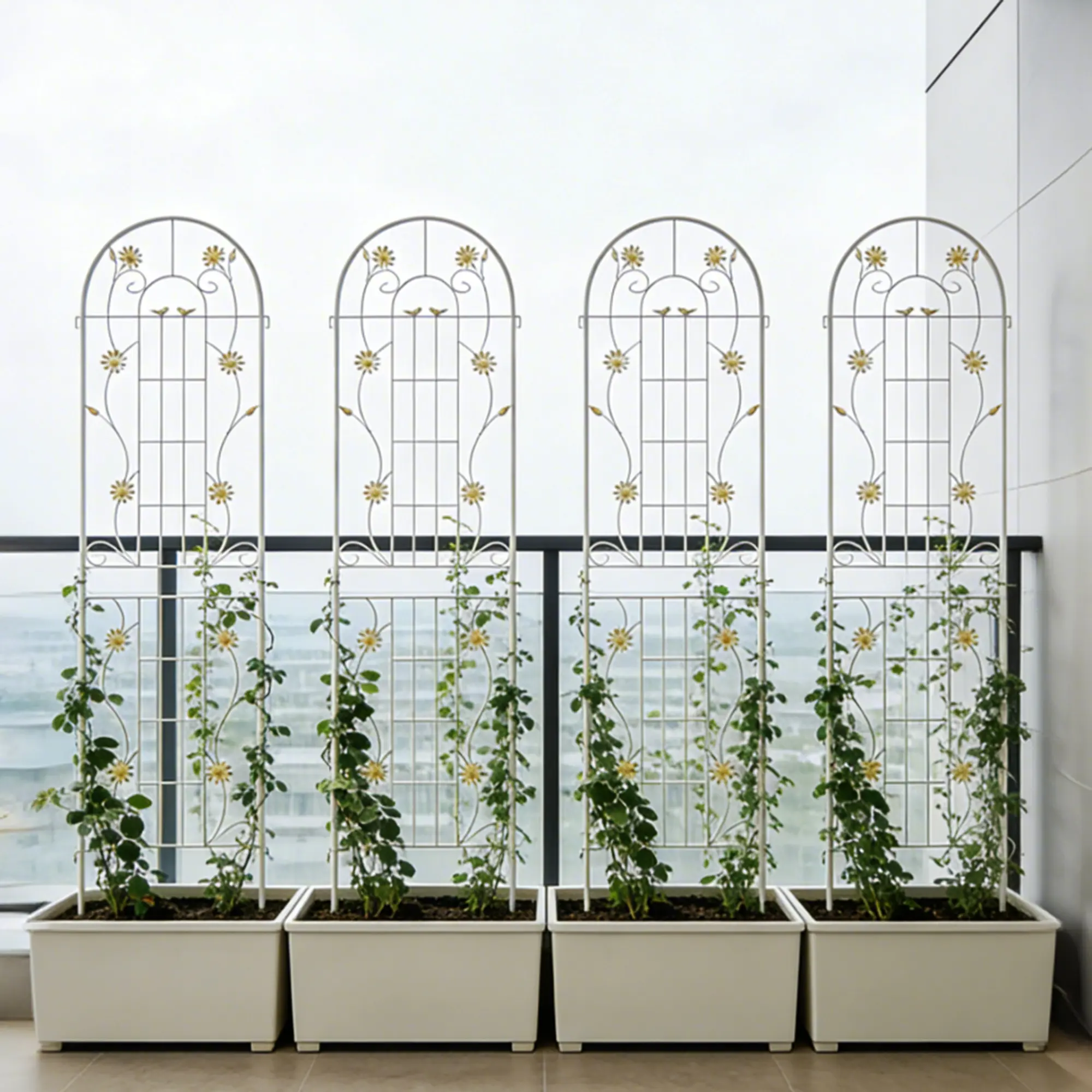 ARCH 4 Pack Metal Garden Trellis 86.7x19.7 Inch Rustproof Plant Support for Climbing Flowers Vines Outdoor Vegetable Trellis Cream White Trellis for Garden Yard Patio Decor Climbing Plant Support, Home Furniture and Household Product Search Terms