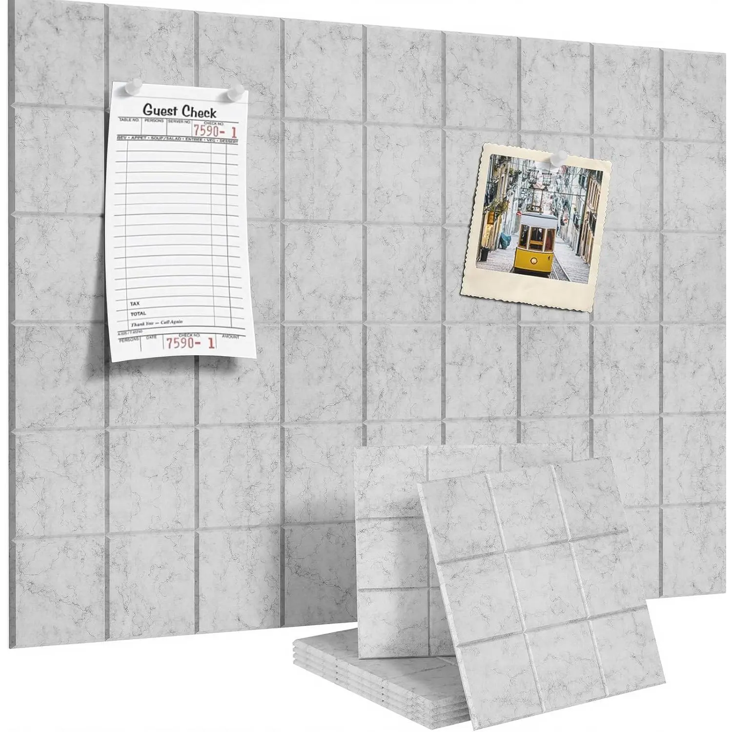 Large Cork Board for Walls 36" x 24", 6 Pack Felt Wall Tiles with Push Pins for Office , Pin Board Bulletin Board for Photo Pictures, Heather Gray