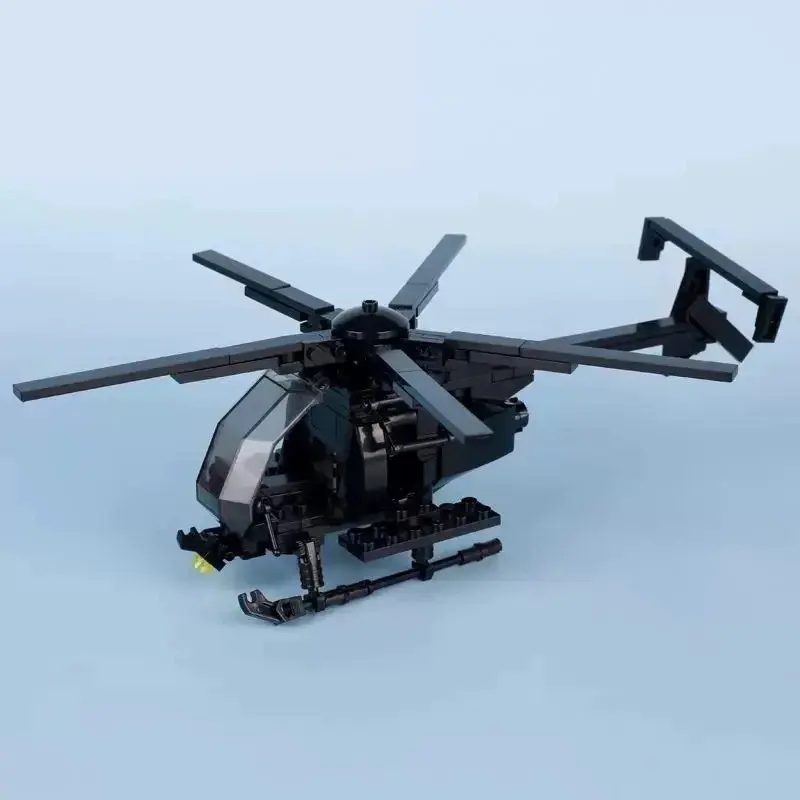 Unisex 125-Bricks Military AH-6/MH-6 Little Bird Helicopter MOC Creative Building Block DIY Playset, Collectible Construction Set, DIY Building Model Toy, Children's Gift Display Piece