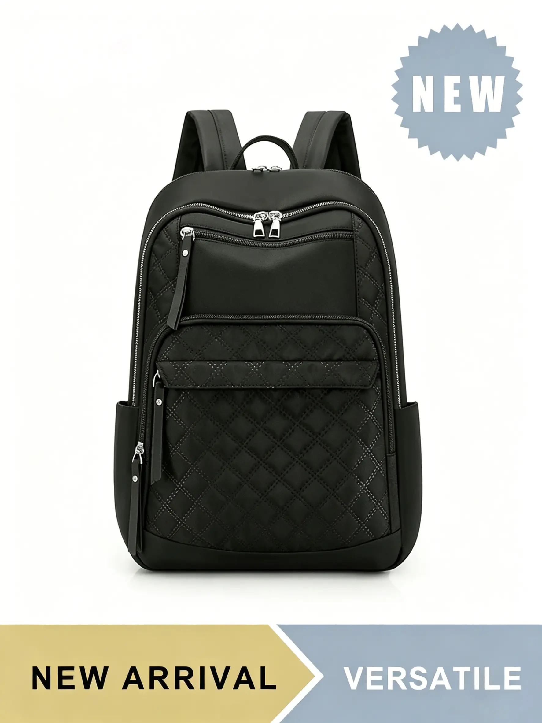 Stylish Quilted Backpack for Women Fits 14 Inch Laptop, Lightweight Casual Daypack Backpacks with Multi Zipper Pockets and Luggage Sleeve, Travel Bag for Hiking Trekking School Commute Work Daily Use, Adjustable Shoulder Straps, Multiple Colors Available