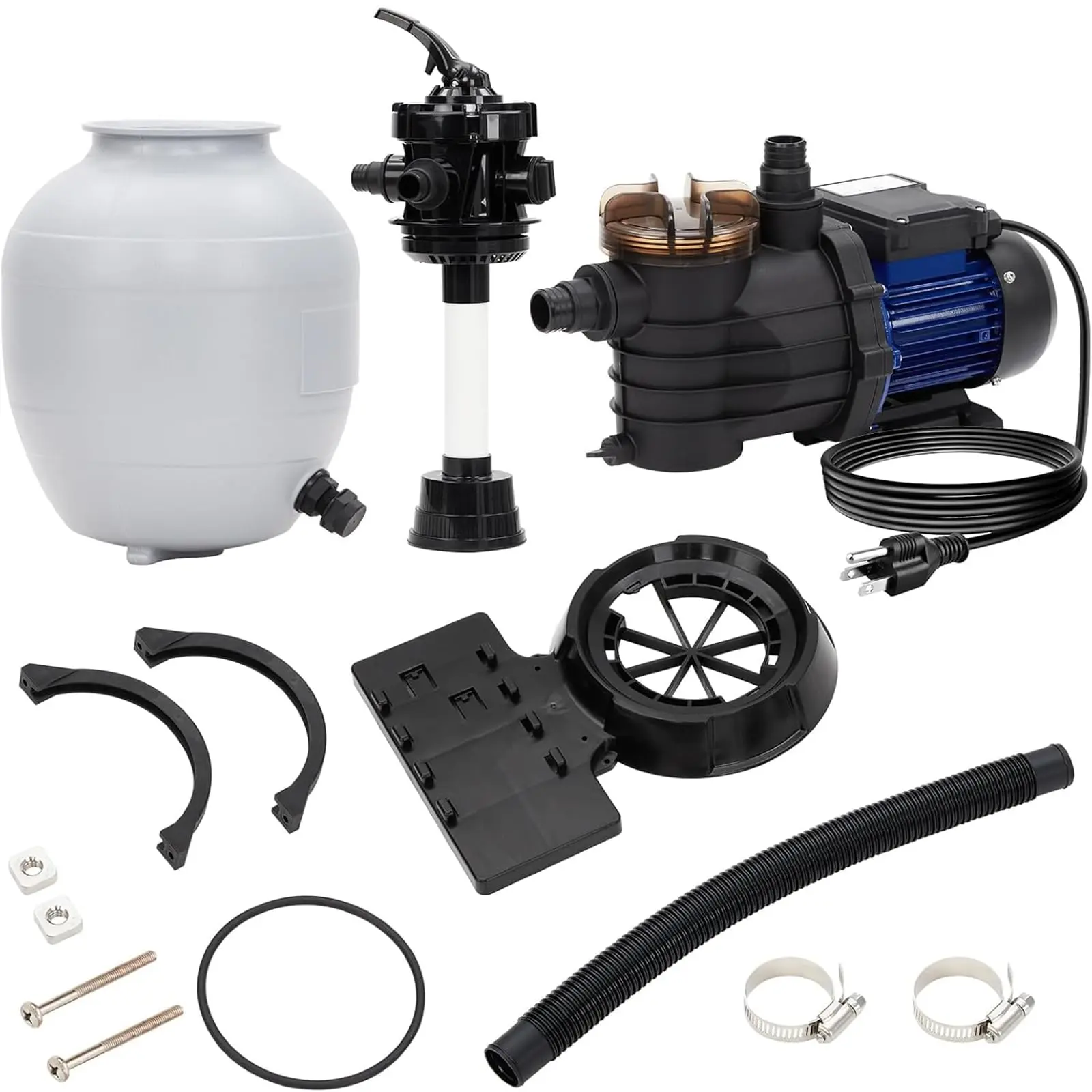 13" High-Efficiency 3/4HP 550W Sand Filter Pump for Above and Inground Pools, 3434GPH Flow, 6-Way Multi-Port Valve, Strainer Basket, Handles Up to 8500 Gallons, Easy Installation