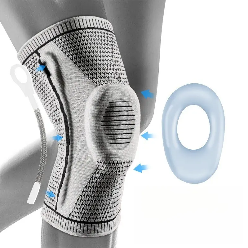 Outdoor Sports Summer Pressure Silicone Spring Breathable Compression Knee Pads for Mountaineering, Running, Basketball, Cycling, Knitted Knee Pads, Knee Brace, Knee Supports, Knee Supporter
