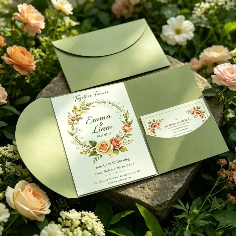 20pcs Elegant Tri-Fold Wedding Invitation Envelopes - 13x18cm, High-Quality Paper, for Weddings, Engasynthetic Gemstoneents, Valentine'S Day, Halloween Christmas, Thanksgiving