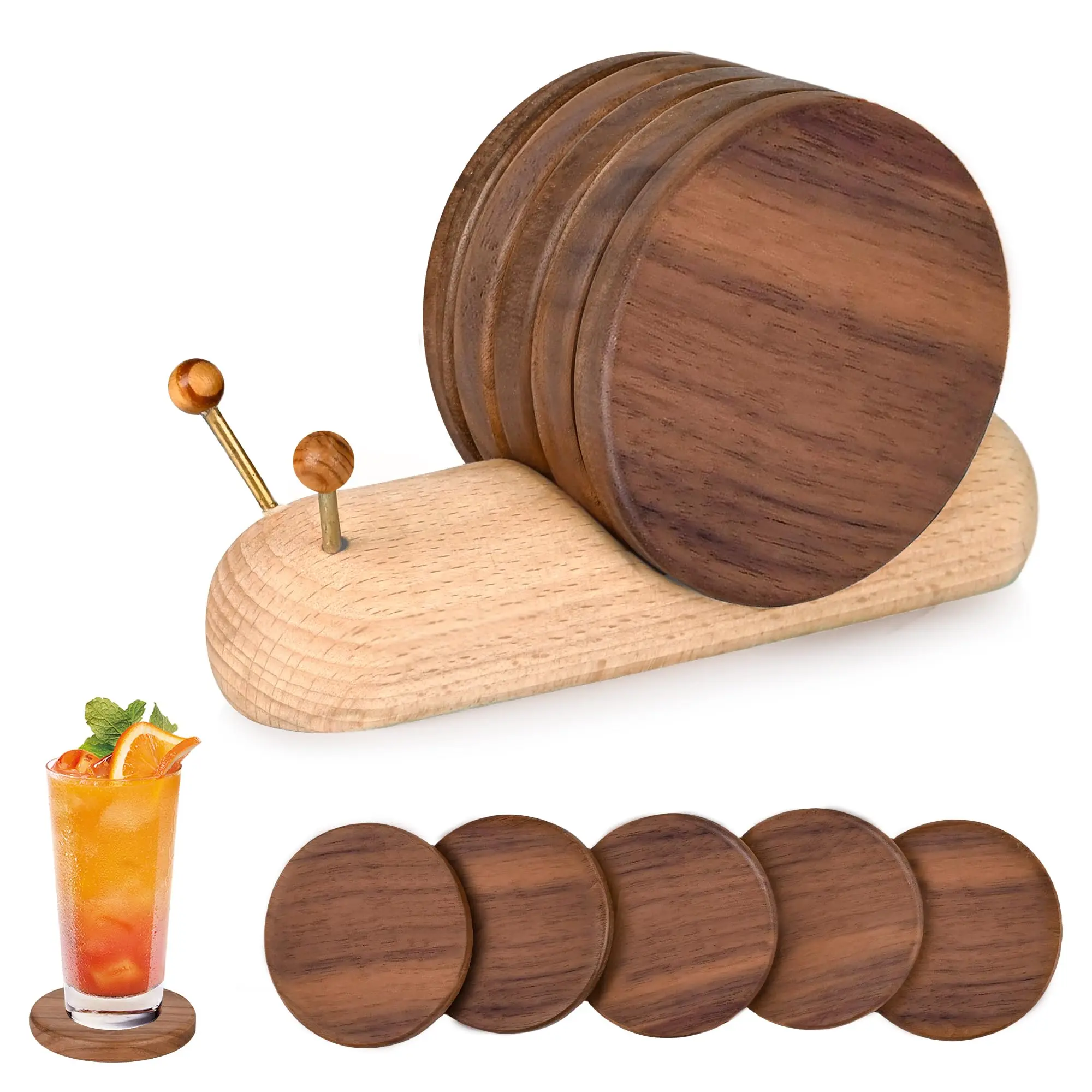 Funny Wooden Coasters for Drinks, Cute Unique Design, Perfect Gift for New Homeowners & Moms, Ideal Table Décor Accessory
