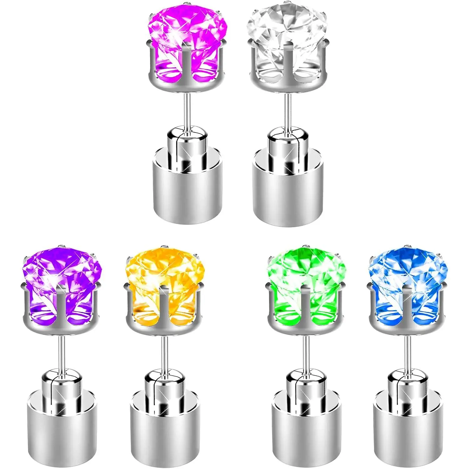 LED Earrings, Light Up Stud Earrings, Glowing Diamond Crown Pendant Earring for Women and Men, LED Jewelry for Party, Wedding, Birthday, Night Out, Disco, Festival