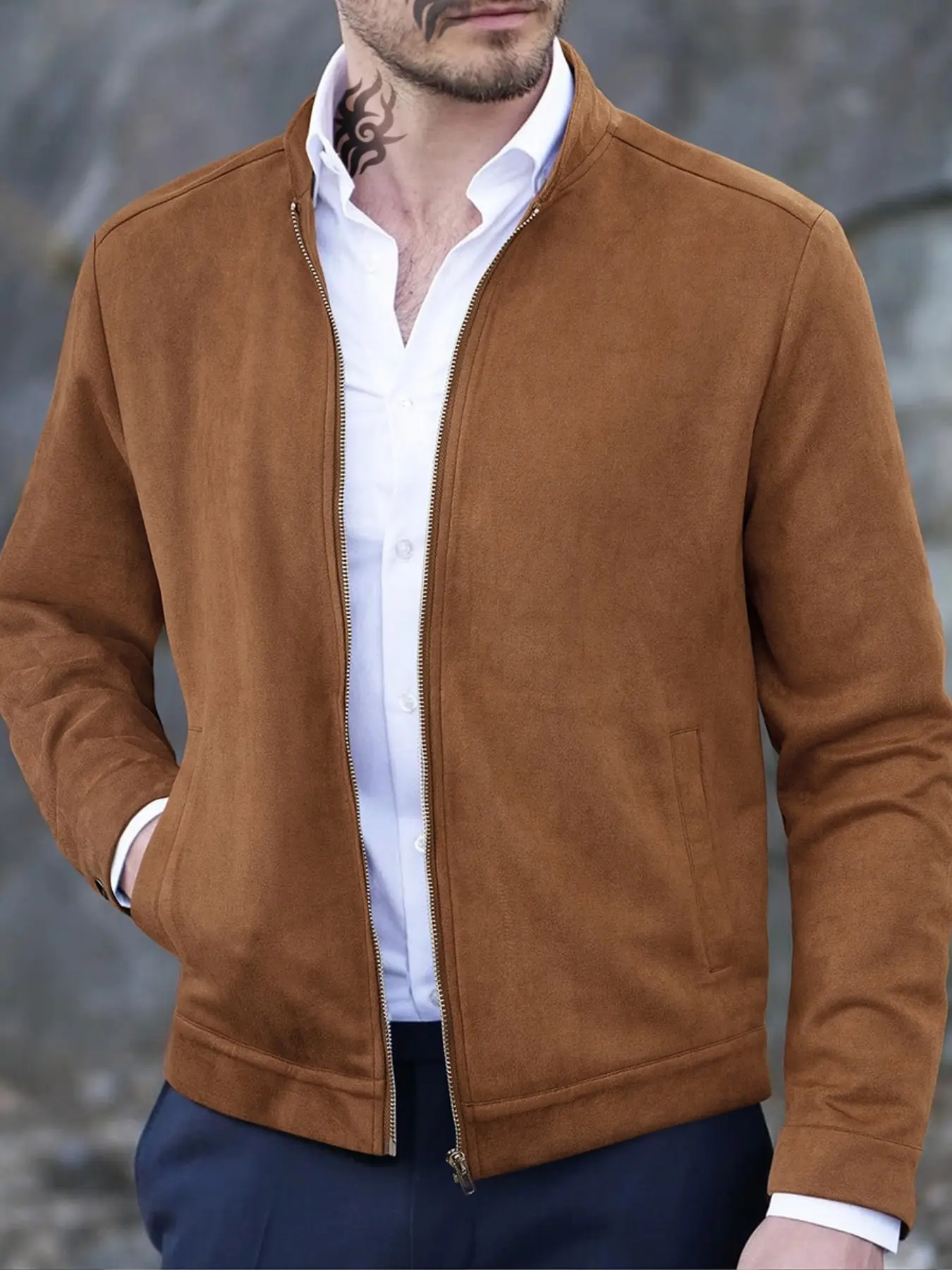 Men's Micro Zipper Full-Zip Fleece Jacket, Casual, Long Sleeve, Warm and Lightweight Fleece Material, Ideal for Outdoor Activities and Layering