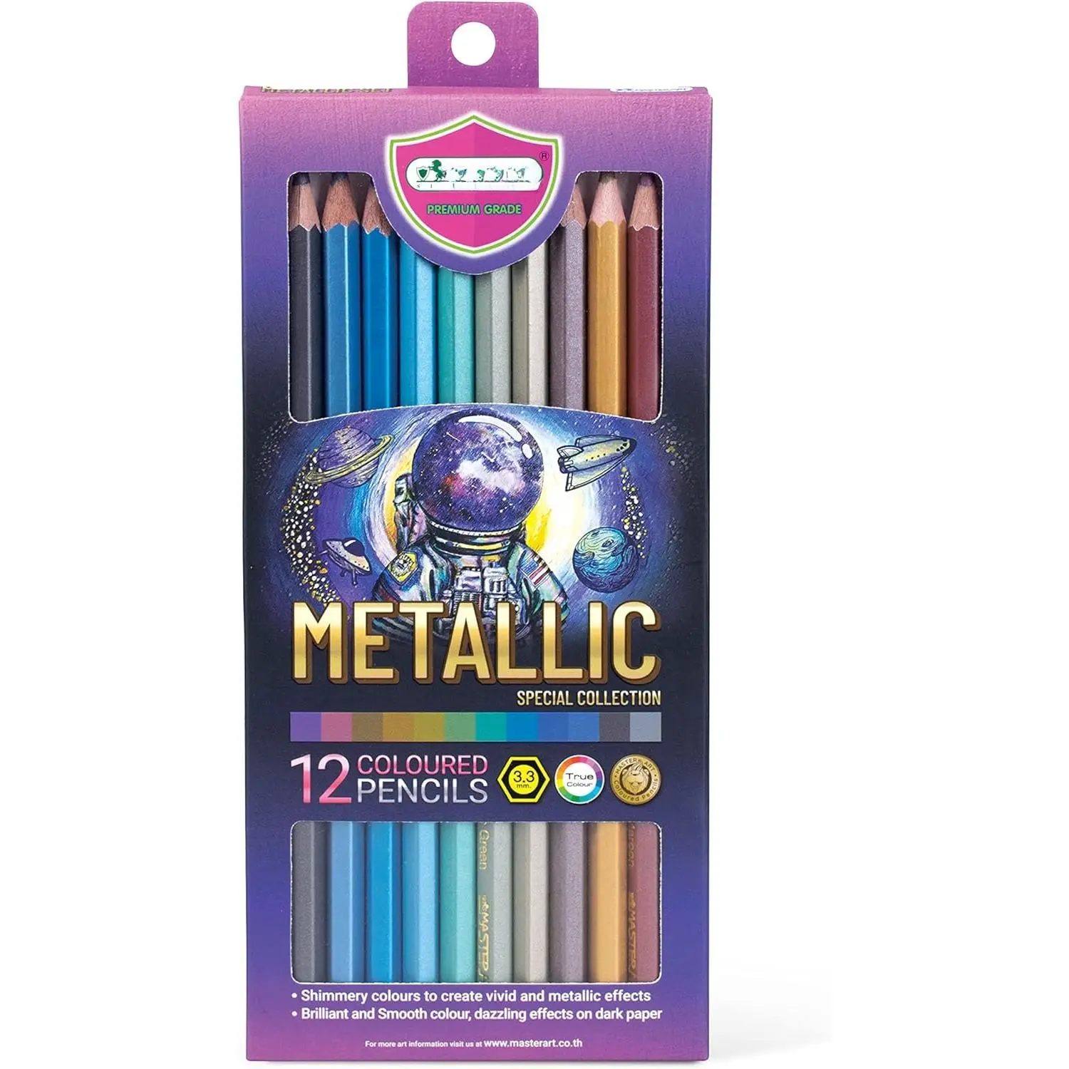 Metallic Colored Pencils 12 Colors for  and Adults Coloring