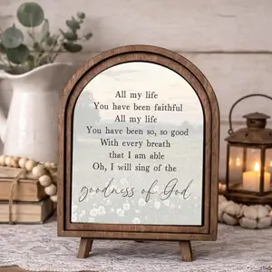 Wooden Sign 'god's Grace' Christian Inspirational Wall Decor, Arched Frame Farmhouse Style, Religious Home Plaque for Living Room Bedroom, Faith Gift