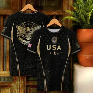 USA Eagle & Star Themed Soccer Shirt, Black Gold Patriotic Football Top, Thoughtful Fathers Day Gift, Versatile Outfit for Sports & Casual Occasions # USASoccerShirt # AmericanPrideFootballTop # Patriotic Soccer Tee # FathersDayGiftIdea # SoccerShirt