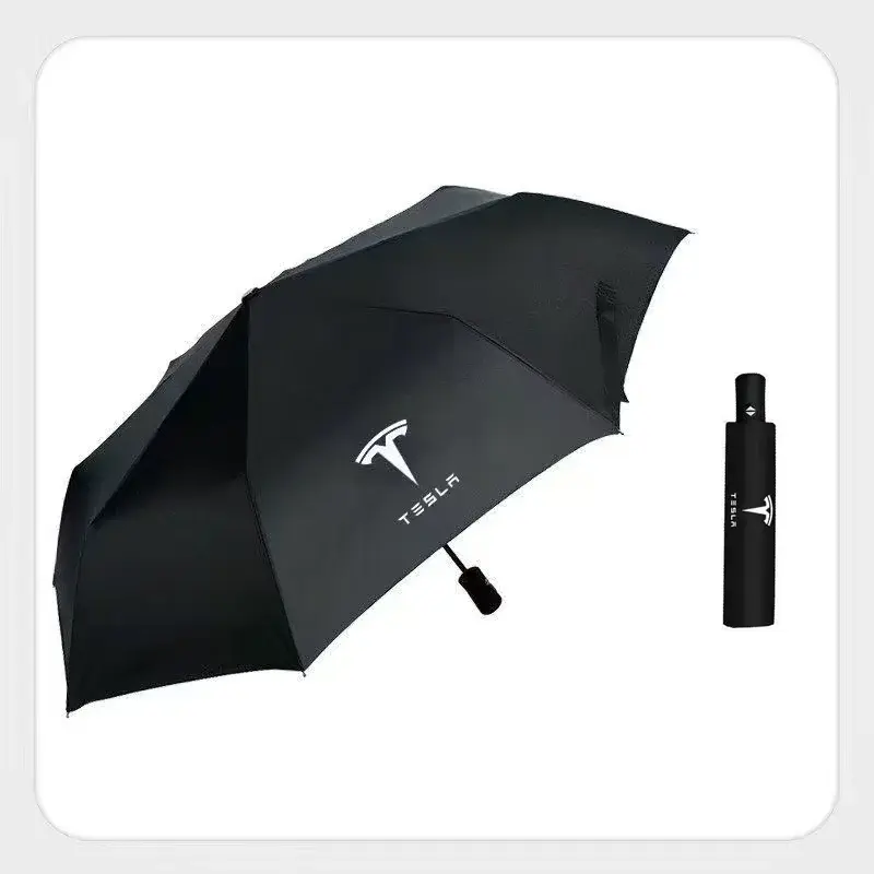 Automatic Folding Windproof Compact Umbrella for Tesla Model 3, S, X, Y - Bug&Hood Sun Protection Car Interior Accessory to Keep Vehicle Cool & Protected, Cotton