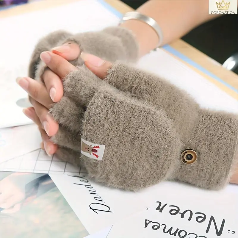 Women’s Winter Gloves with Cute Elk Pattern, Aesthetic Cozy Suede Touch Thermal Gloves, Soft Fleece Lined Touchscreen Mittens for Cold Weather, Warm Insulated Outdoor Gloves for Driving, Hiking, Travel, Snow Days & Fall Winter Activities