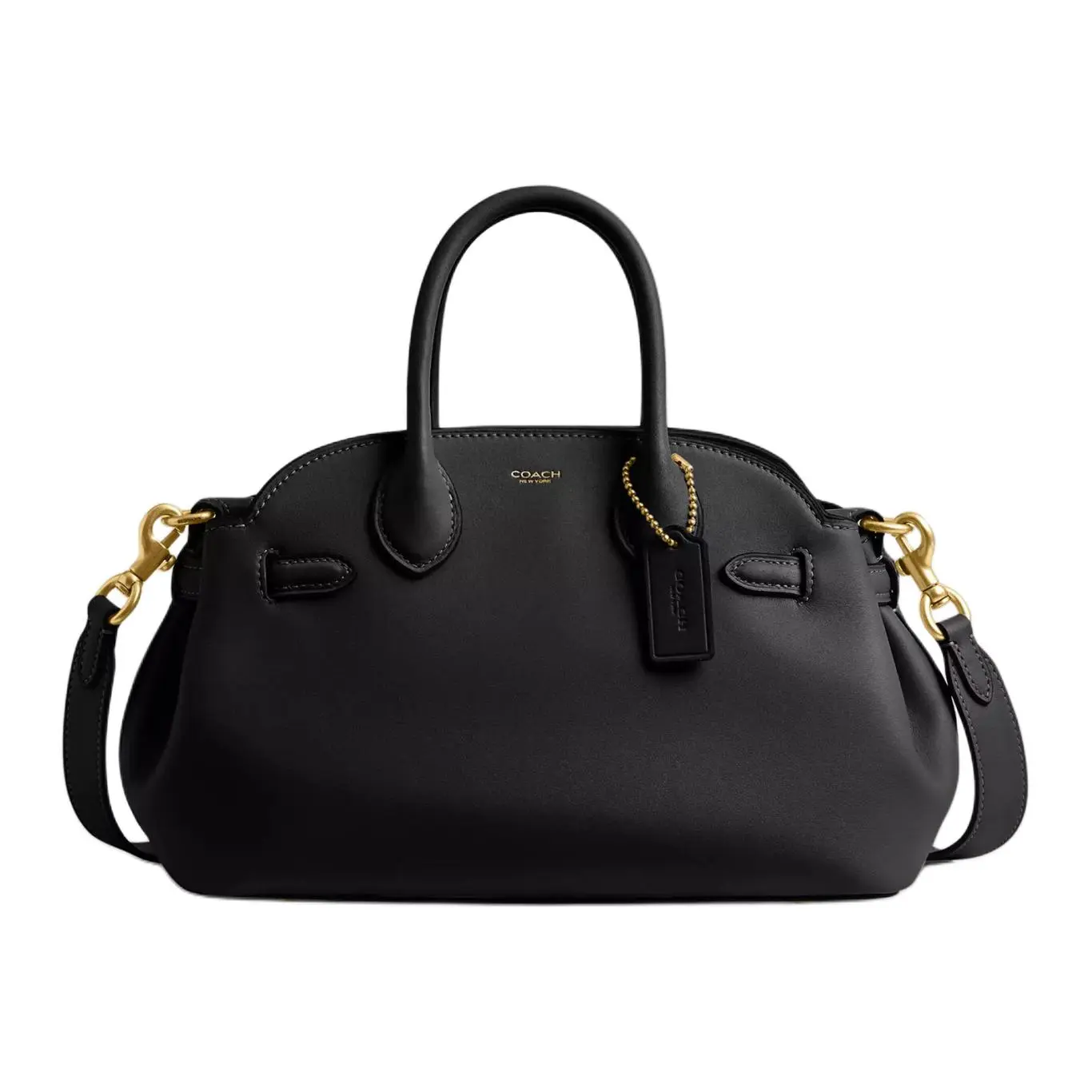COACH Empire Carryall 26 Leather Crossbody Shoulder Handbag for Women, Logo-Zip Closure, Medium Size, Black