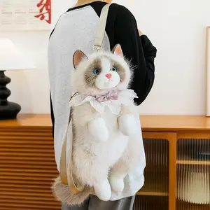 Plush Cat Backpack Doll, Large Capacity Plush Toy Bag, Cute Stuffed Animal Shoulder Bag, Soft Toy Gift for Girlfriend