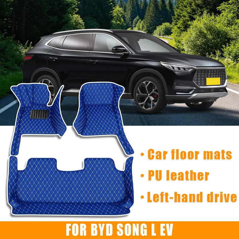 For BYD Song L EV-2024-2025 Left wheel drive car floor mat, made of PU leather material and equipped with 360 degree high edge protection, with a non jamming throttle design, suitable for heavy weather, detachable and easy to clean