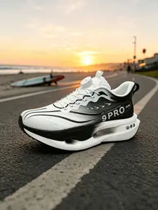 Unisex Trendy Mesh Breathable Running Shoes with Rubber Print, 6 Colors Available. Convenient rotary buckle, carbon plate + ETPU dual shock absorption & protection